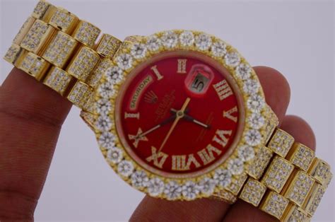 iced out bezel red face rolex replica|iced out rolex gold chain.